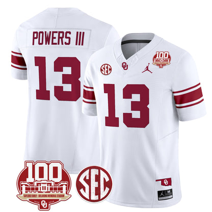 Oklahoma Sooners 100th Anniversary Patch Vapor Limited Jersey - All Stitched