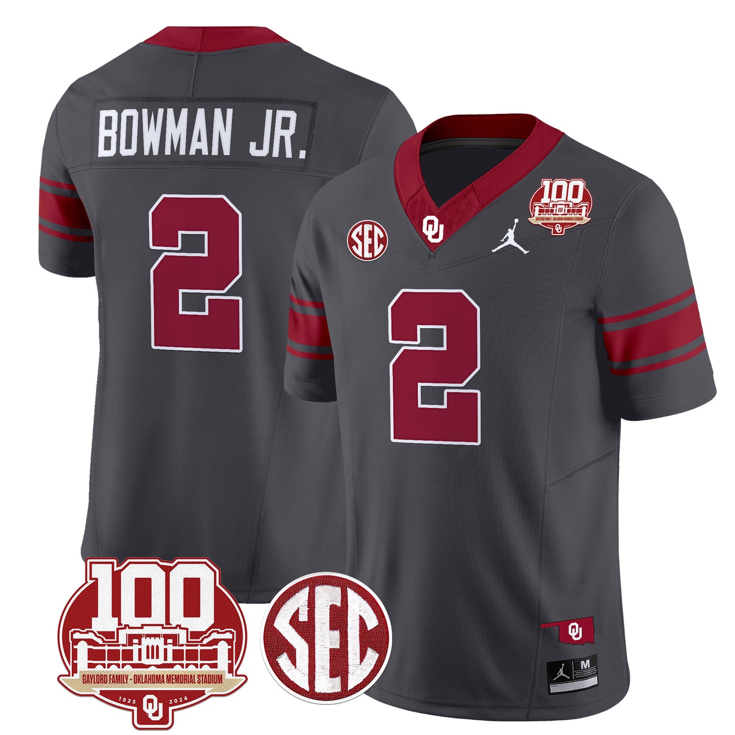 Oklahoma Sooners 100th Anniversary Patch Vapor Limited Jersey - All Stitched