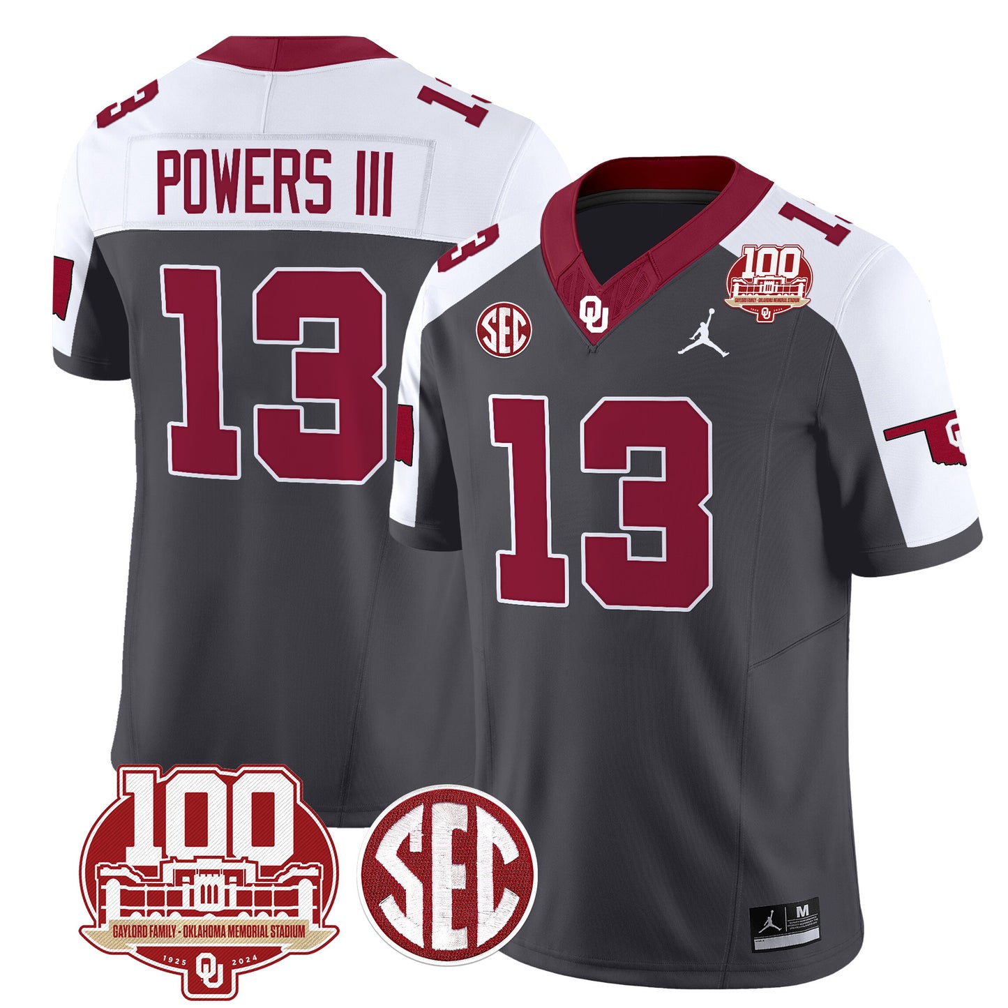 Oklahoma Sooners 100th Anniversary Patch Vapor Limited Jersey - All Stitched