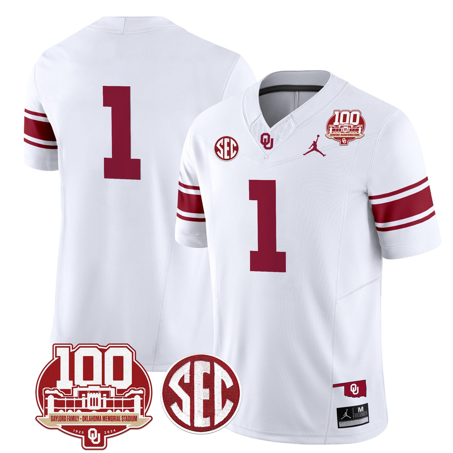 Oklahoma Sooners 100th Anniversary Patch Vapor Limited Jersey - All Stitched