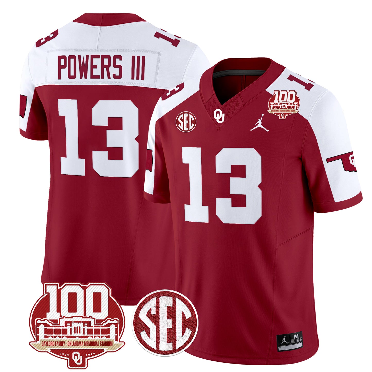 Oklahoma Sooners 100th Anniversary Patch Vapor Limited Jersey - All Stitched