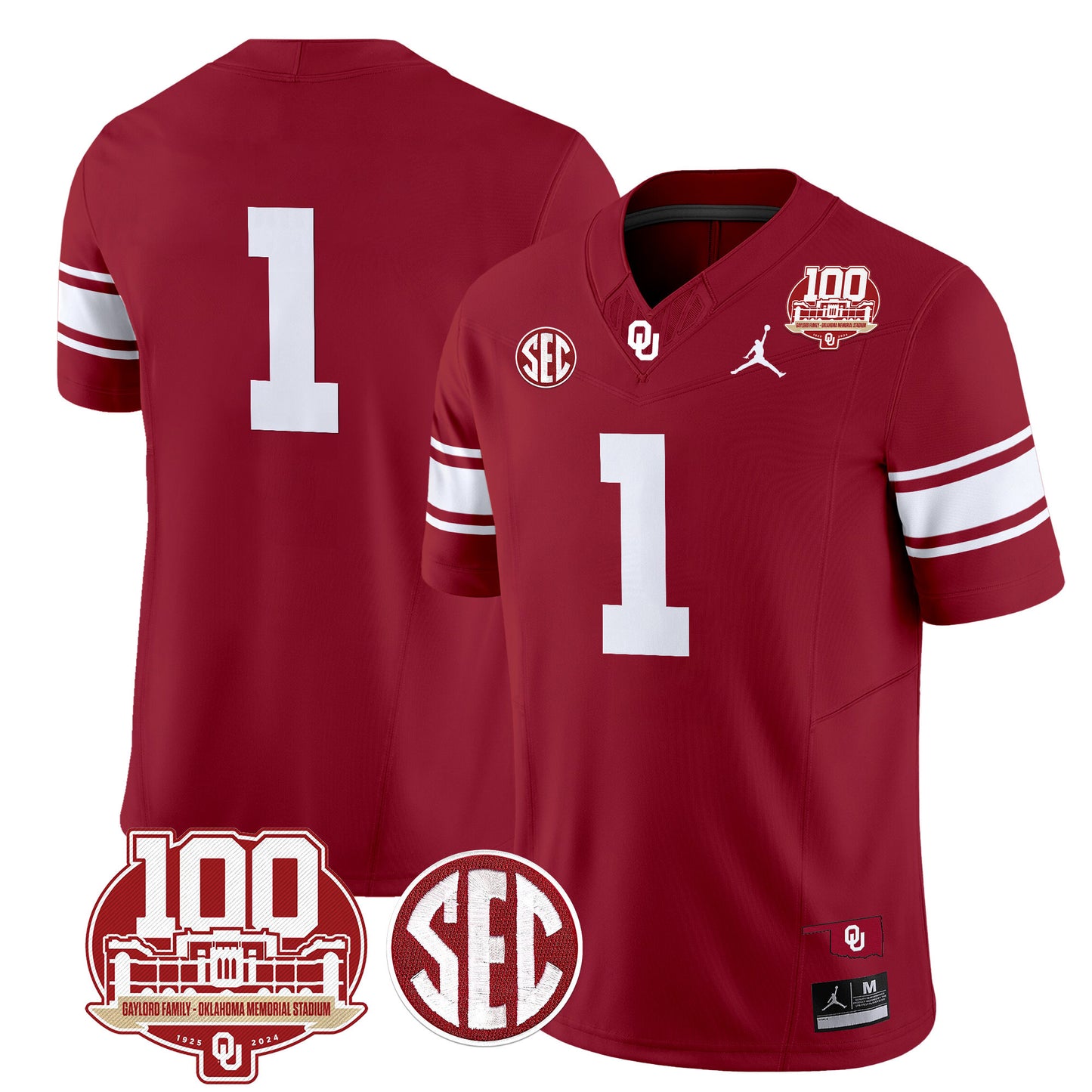 Oklahoma Sooners 100th Anniversary Patch Vapor Limited Jersey - All Stitched