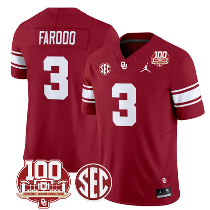 Oklahoma Sooners 100th Anniversary Patch Vapor Limited Jersey - All Stitched