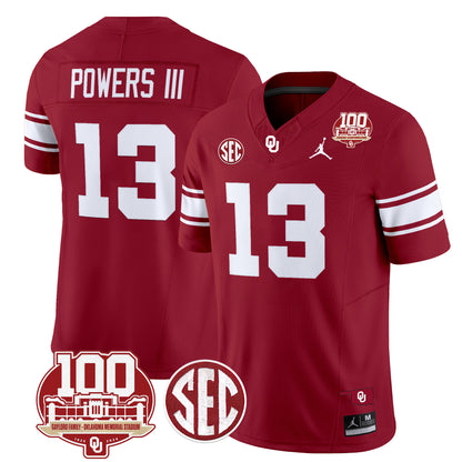 Oklahoma Sooners 100th Anniversary Patch Vapor Limited Jersey - All Stitched