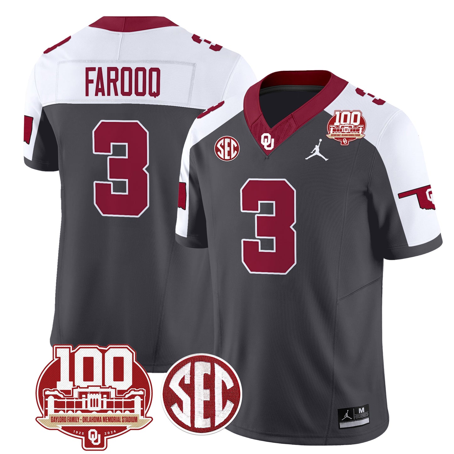 Oklahoma Sooners 100th Anniversary Patch Vapor Limited Jersey - All Stitched