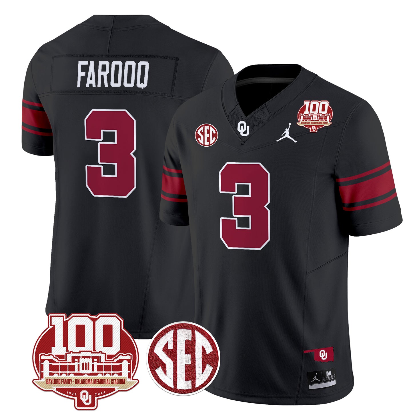 Oklahoma Sooners 100th Anniversary Patch Vapor Limited Jersey - All Stitched