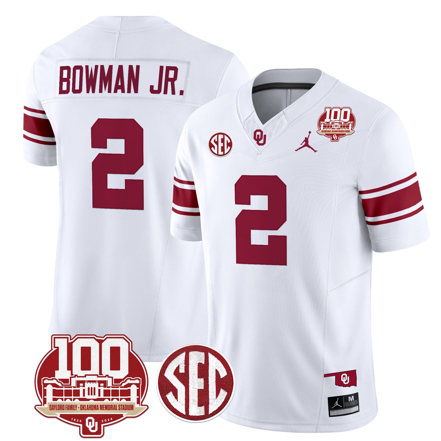 Oklahoma Sooners 100th Anniversary Patch Vapor Limited Jersey - All Stitched