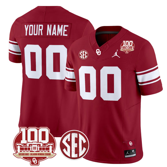 Oklahoma Sooners 100th Anniversary Patch Vapor Limited Custom Jersey - All Stitched