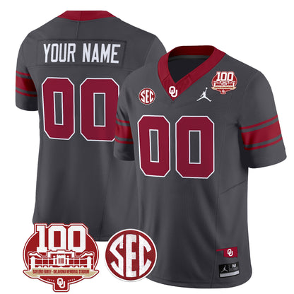 Oklahoma Sooners 100th Anniversary Patch Vapor Limited Custom Jersey - All Stitched