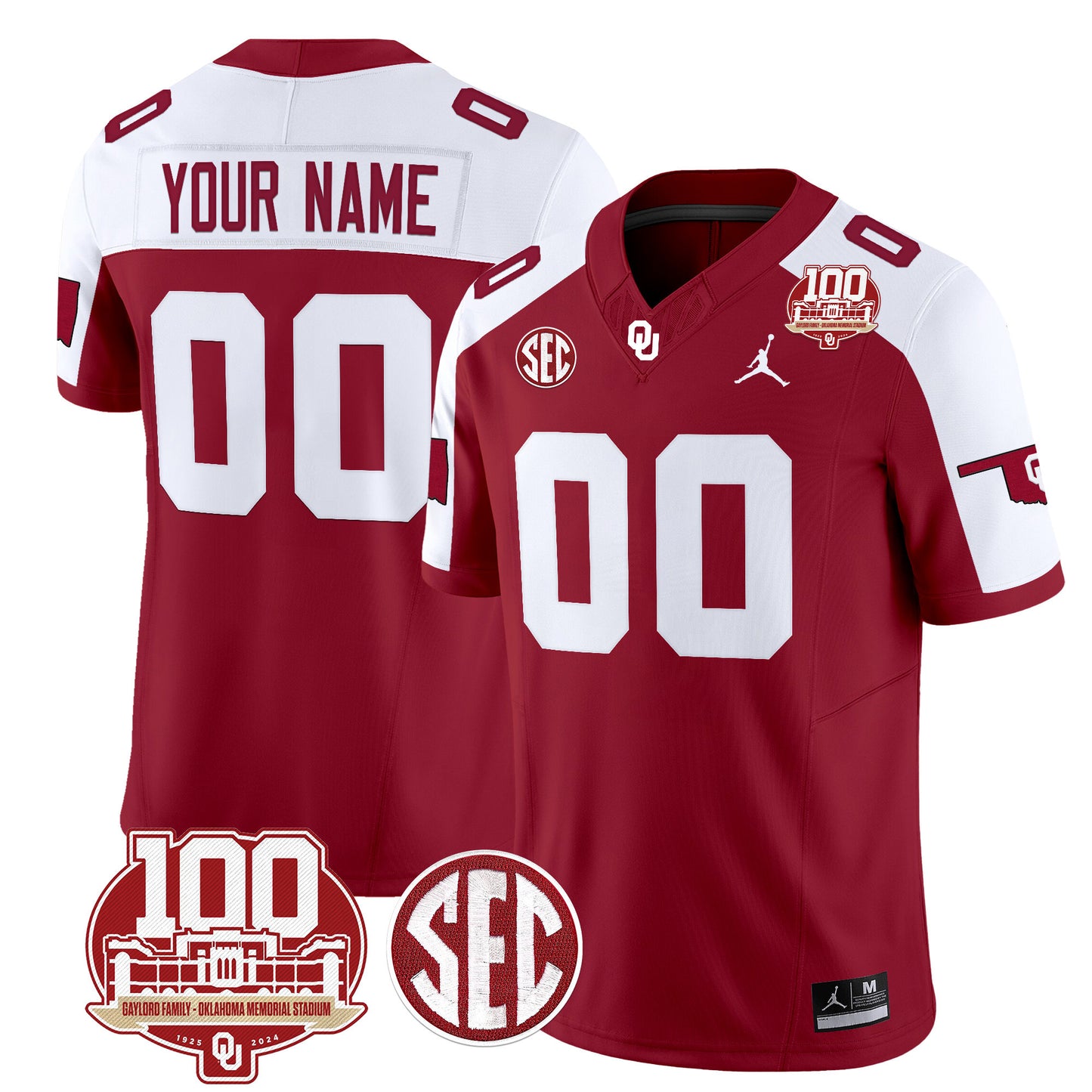 Oklahoma Sooners 100th Anniversary Patch Vapor Limited Custom Jersey - All Stitched