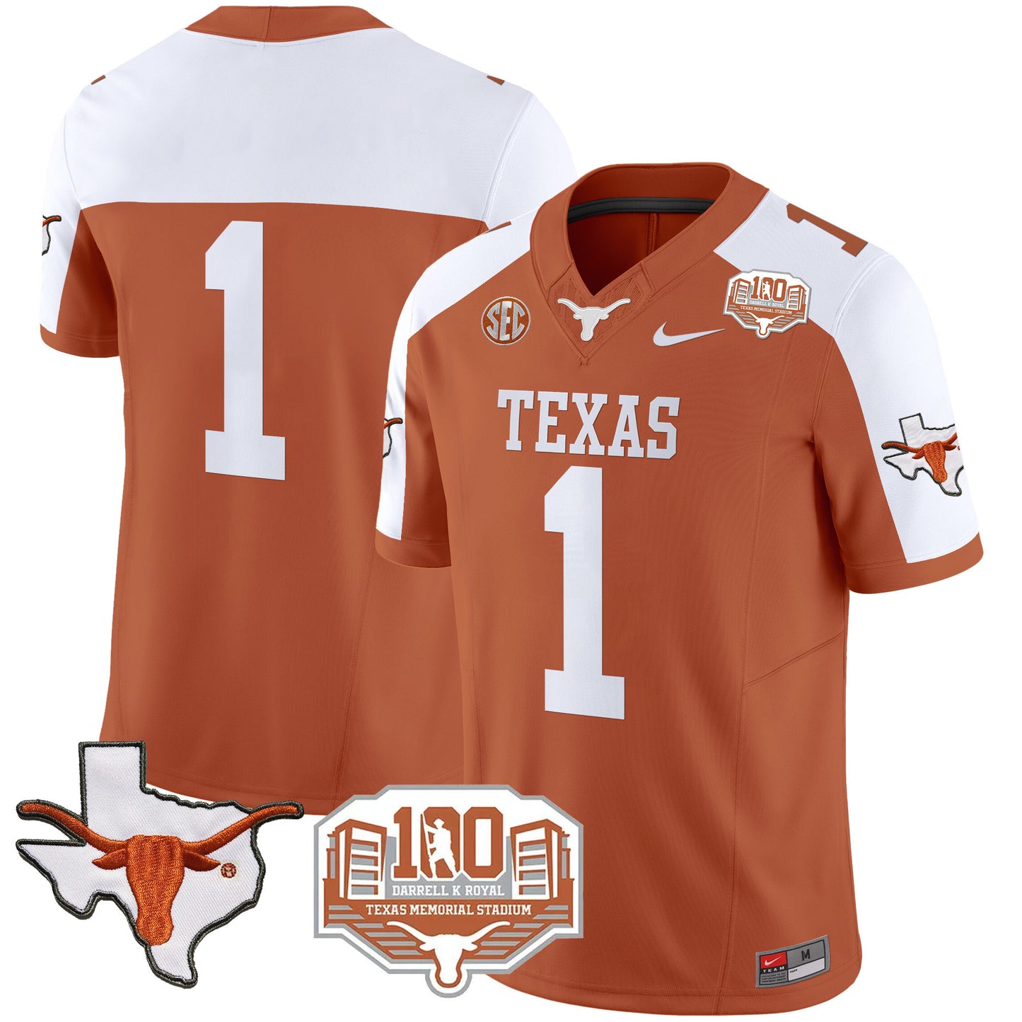 Texas Longhorns 2024 Vapor Limited Jersey - 100 years of Darrell K Royal - All Stitched