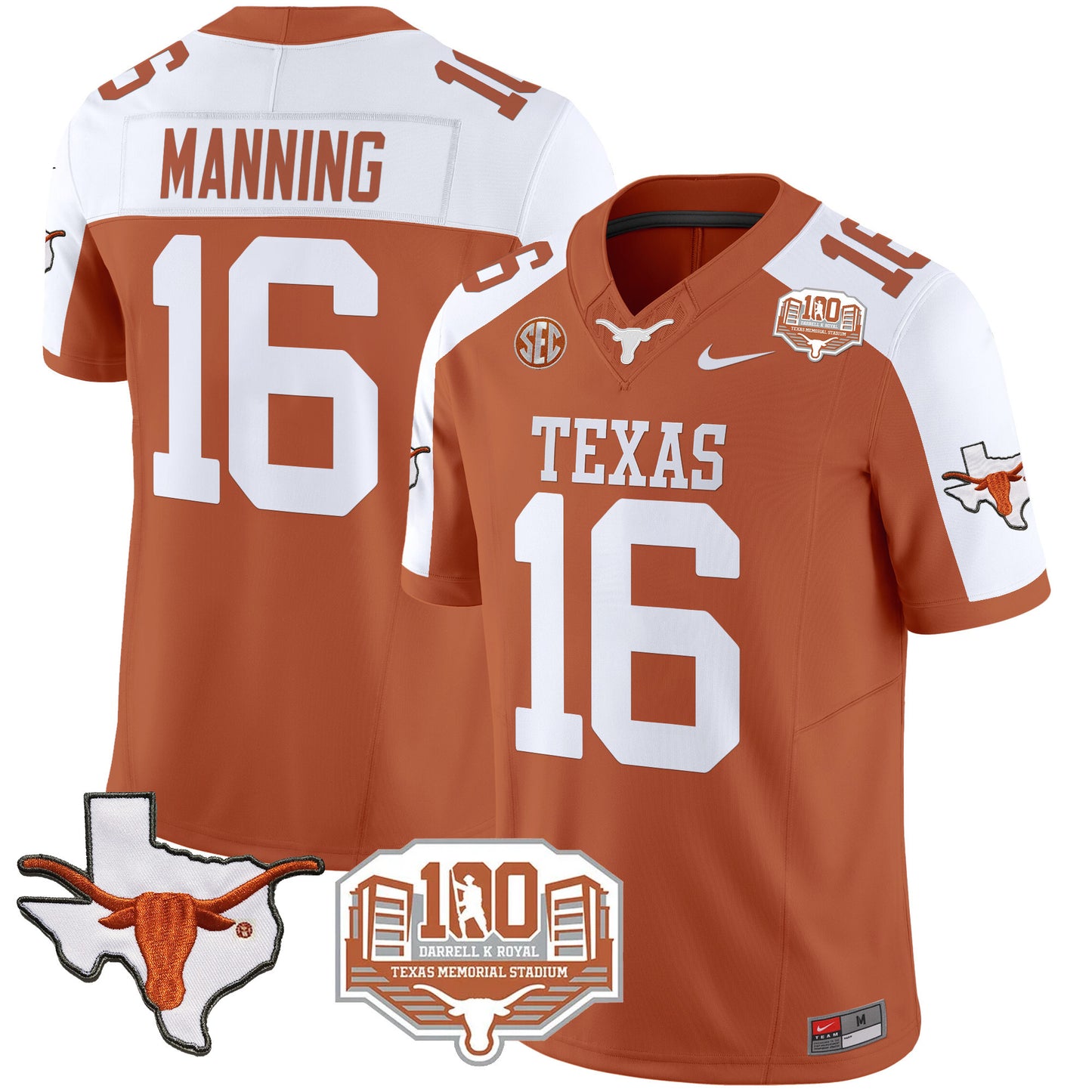 Texas Longhorns 2024 Vapor Limited Jersey - 100 years of Darrell K Royal - All Stitched