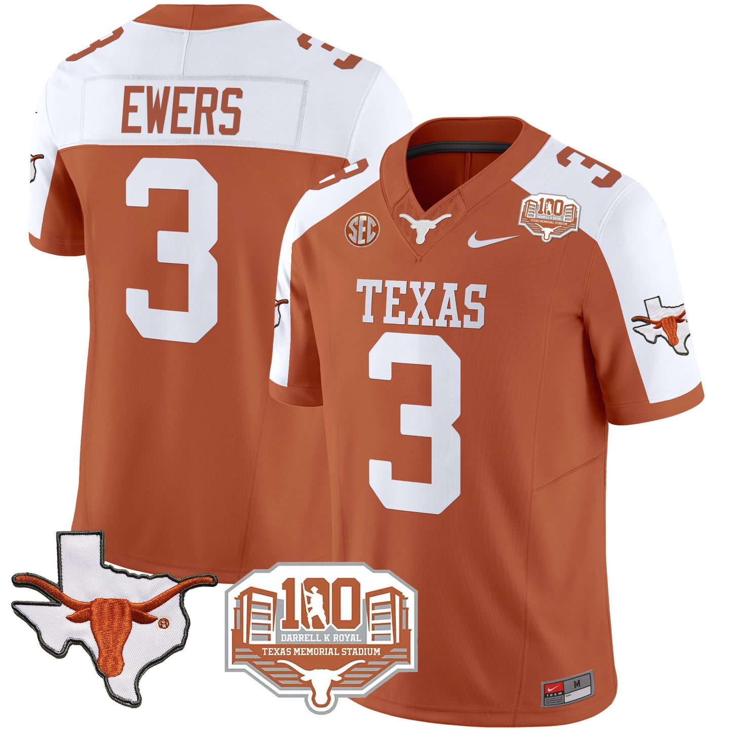 Texas Longhorns 2024 Vapor Limited Jersey - 100 years of Darrell K Royal - All Stitched