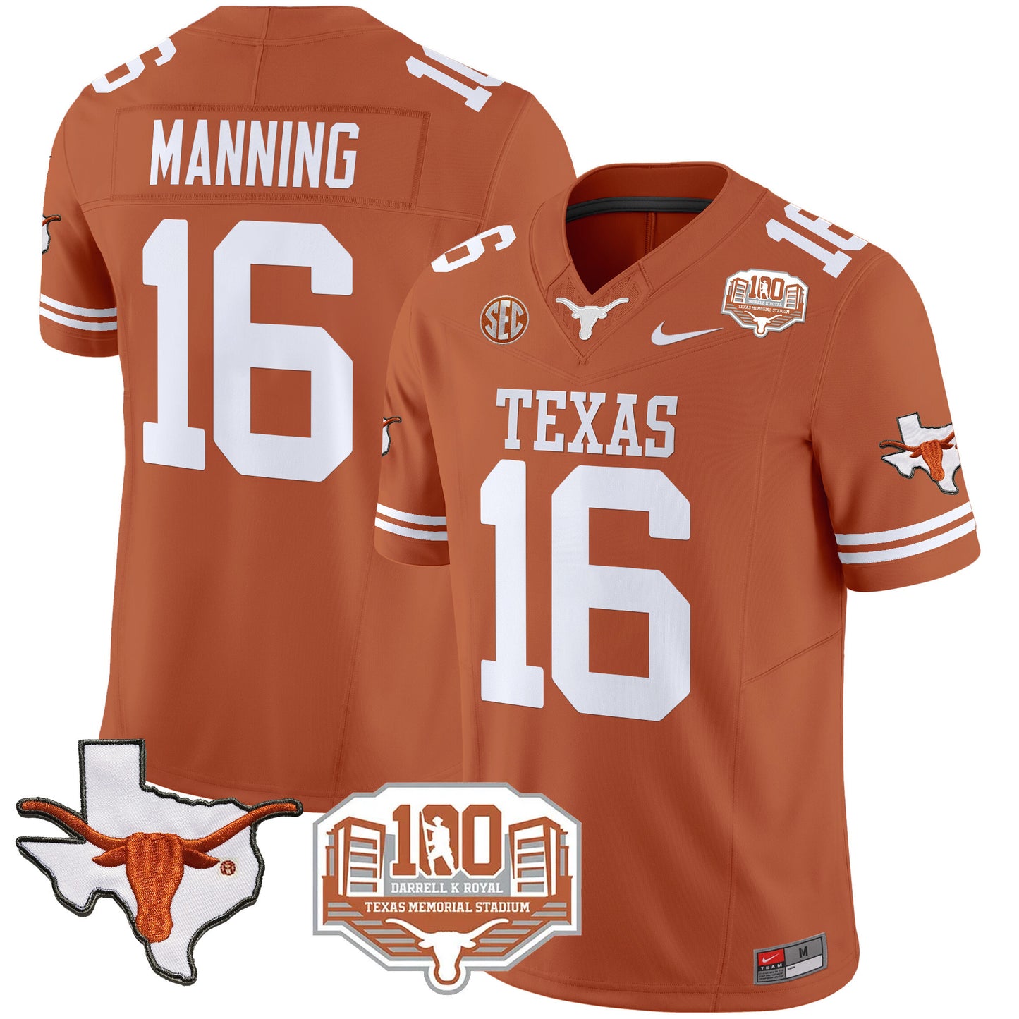 Texas Longhorns 2024 Vapor Limited Jersey - 100 years of Darrell K Royal - All Stitched