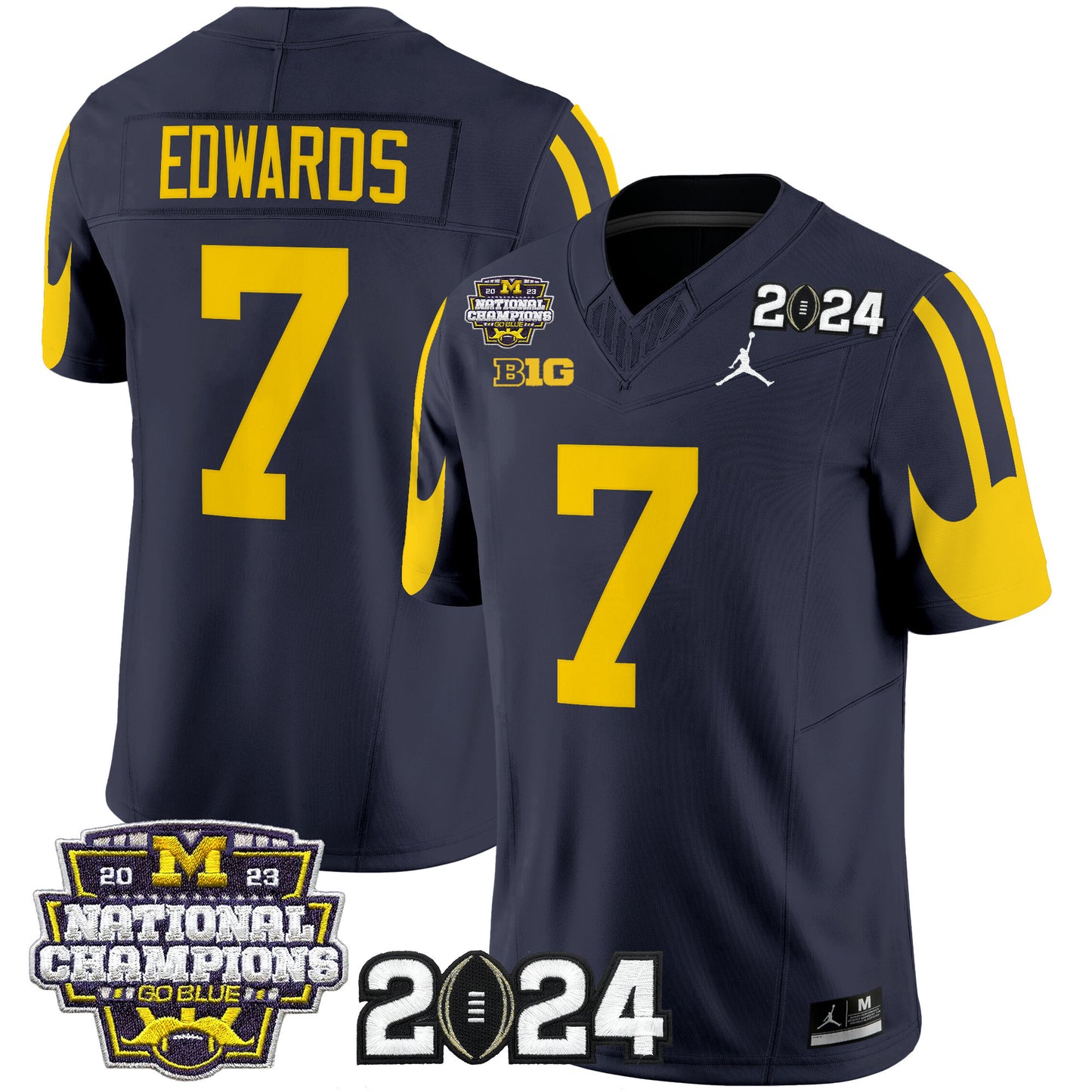 Michigan Wolverines 2024 CFP & National Champions Patch Vapor Limited Jersey - All Stitched