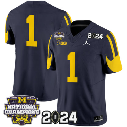 Michigan Wolverines 2024 CFP & National Champions Patch Vapor Limited Jersey - All Stitched