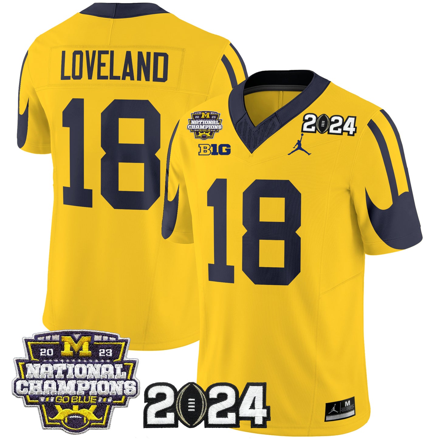 Michigan Wolverines 2024 CFP & National Champions Patch Vapor Limited Jersey - All Stitched