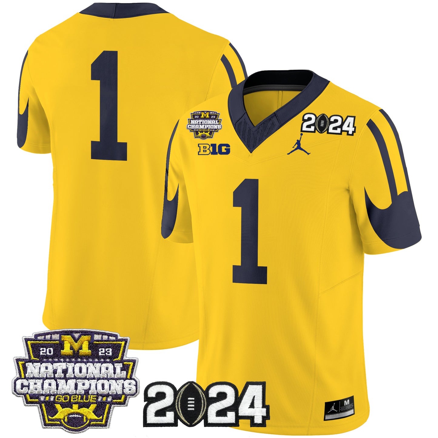 Michigan Wolverines 2024 CFP & National Champions Patch Vapor Limited Jersey - All Stitched