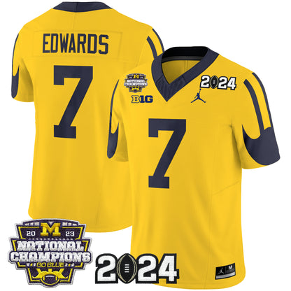 Michigan Wolverines 2024 CFP & National Champions Patch Vapor Limited Jersey - All Stitched