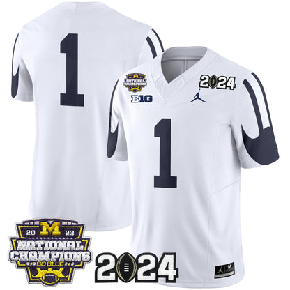 Michigan Wolverines 2024 CFP & National Champions Patch Vapor Limited Jersey - All Stitched