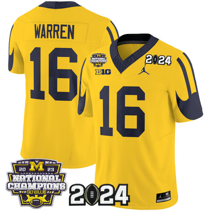 Michigan Wolverines 2024 CFP & National Champions Patch Vapor Limited Jersey - All Stitched