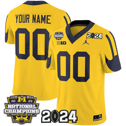 Michigan Wolverines 2024 CFP & National Champions Patch Vapor Limited Custom Jersey - All Stitched