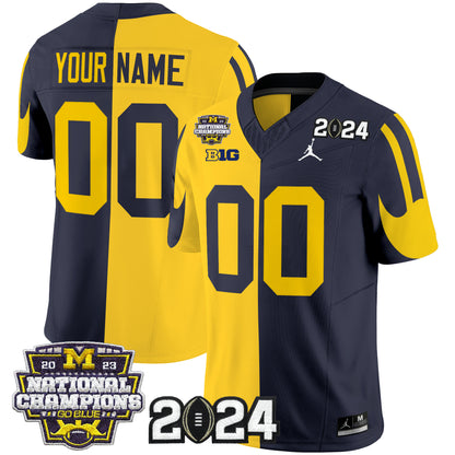 Michigan Wolverines 2024 CFP & National Champions Patch Vapor Limited Custom Jersey - All Stitched