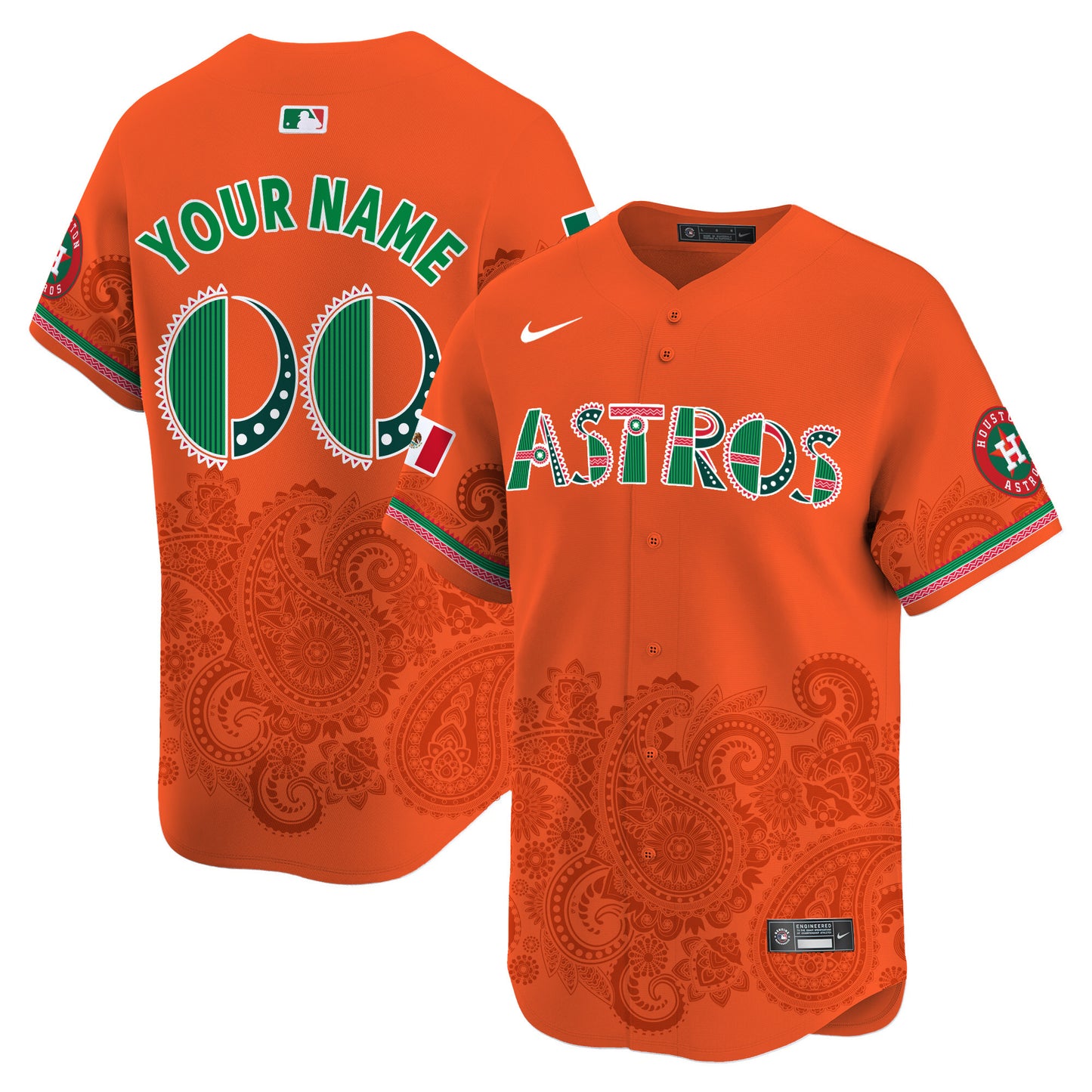 Astros Paisley Mexico Vapor Premier Limited Custom Jersey V2- Printed