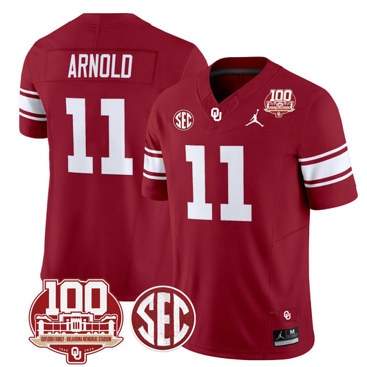 Oklahoma Sooners 100th Anniversary Patch Vapor Limited Jersey - All Stitched