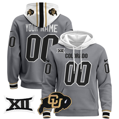 Colorado Buffaloes Custom Pullover Hoodie - Big 12 XII Patch - All Stitched