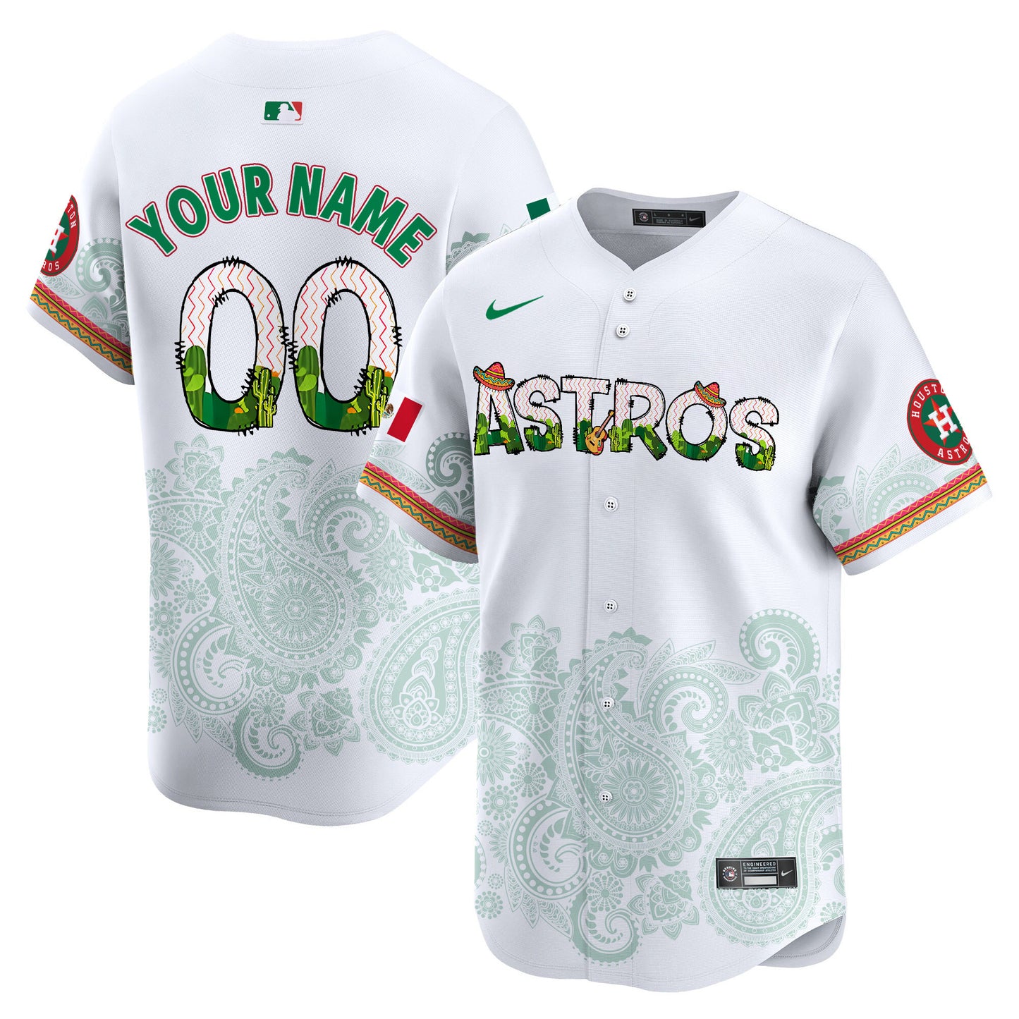 Astros Paisley Mexico Vapor Premier Limited Custom Jersey V4 - Printed