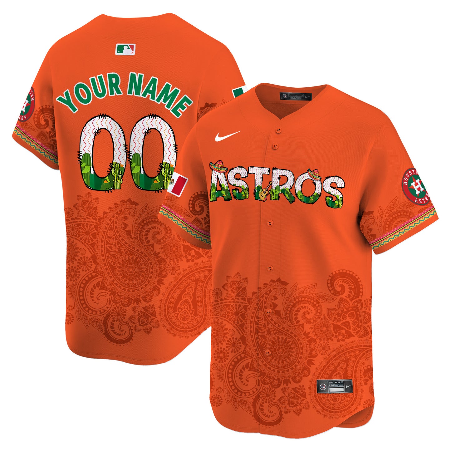 Astros Paisley Mexico Vapor Premier Limited Custom Jersey V4 - Printed