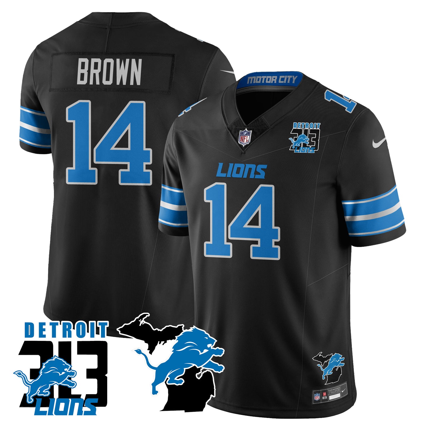 Lions 313 King Of The North Jersey - All Stitched