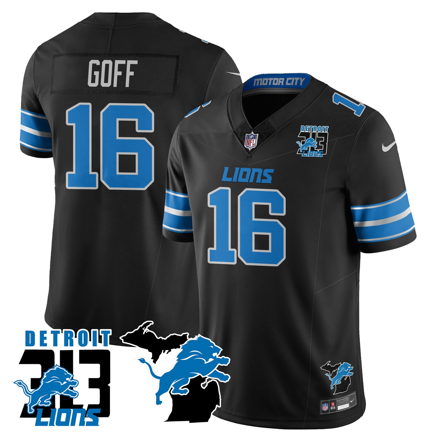 Lions 313 King Of The North Jersey - All Stitched