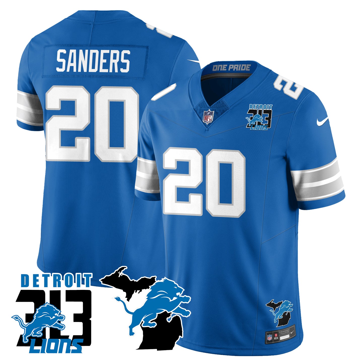 Lions 313 King Of The North Jersey - All Stitched