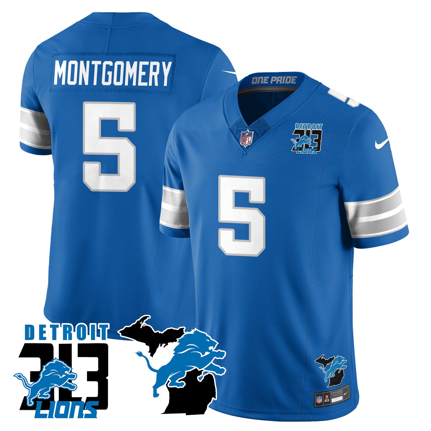 Lions 313 King Of The North Jersey - All Stitched