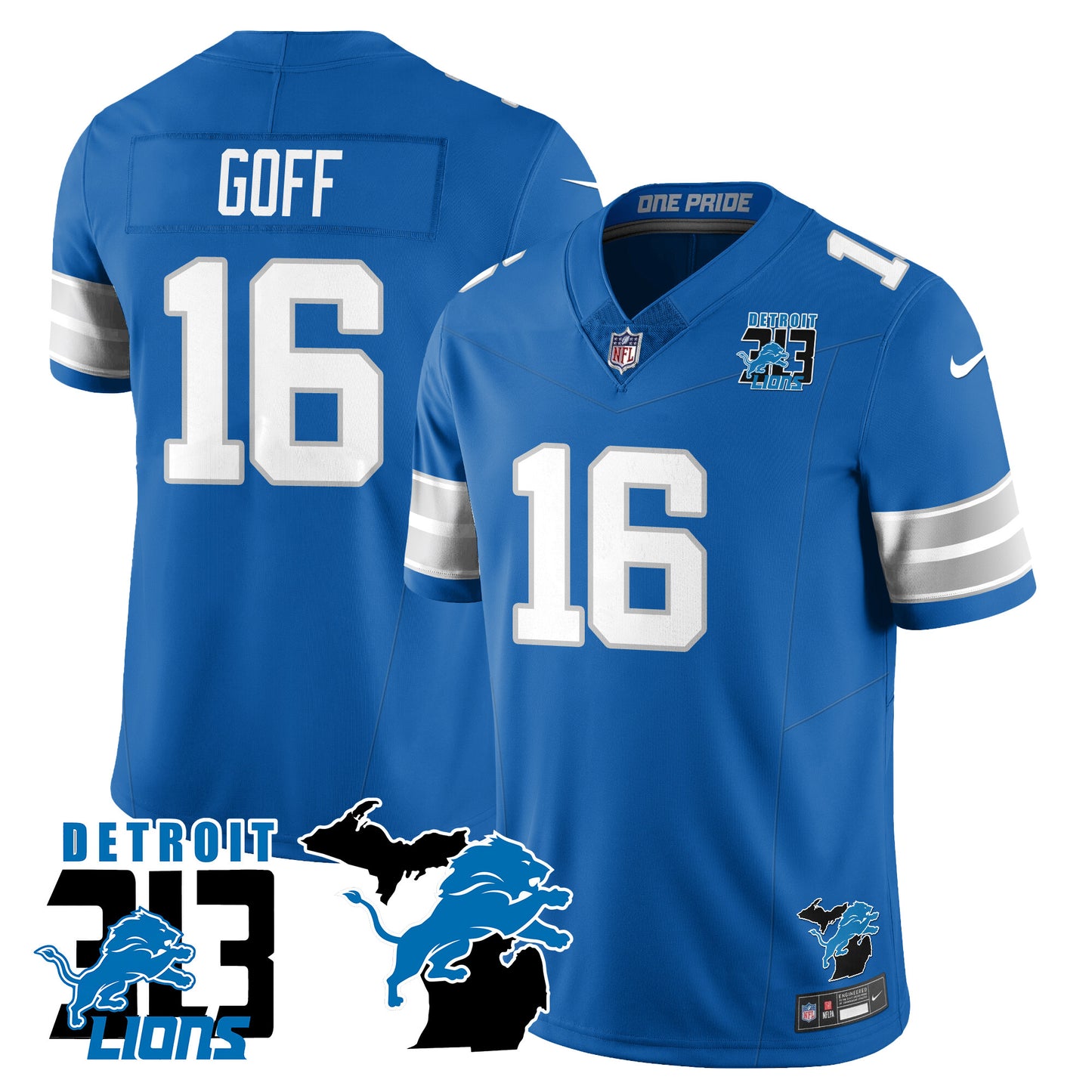 Lions 313 King Of The North Jersey - All Stitched