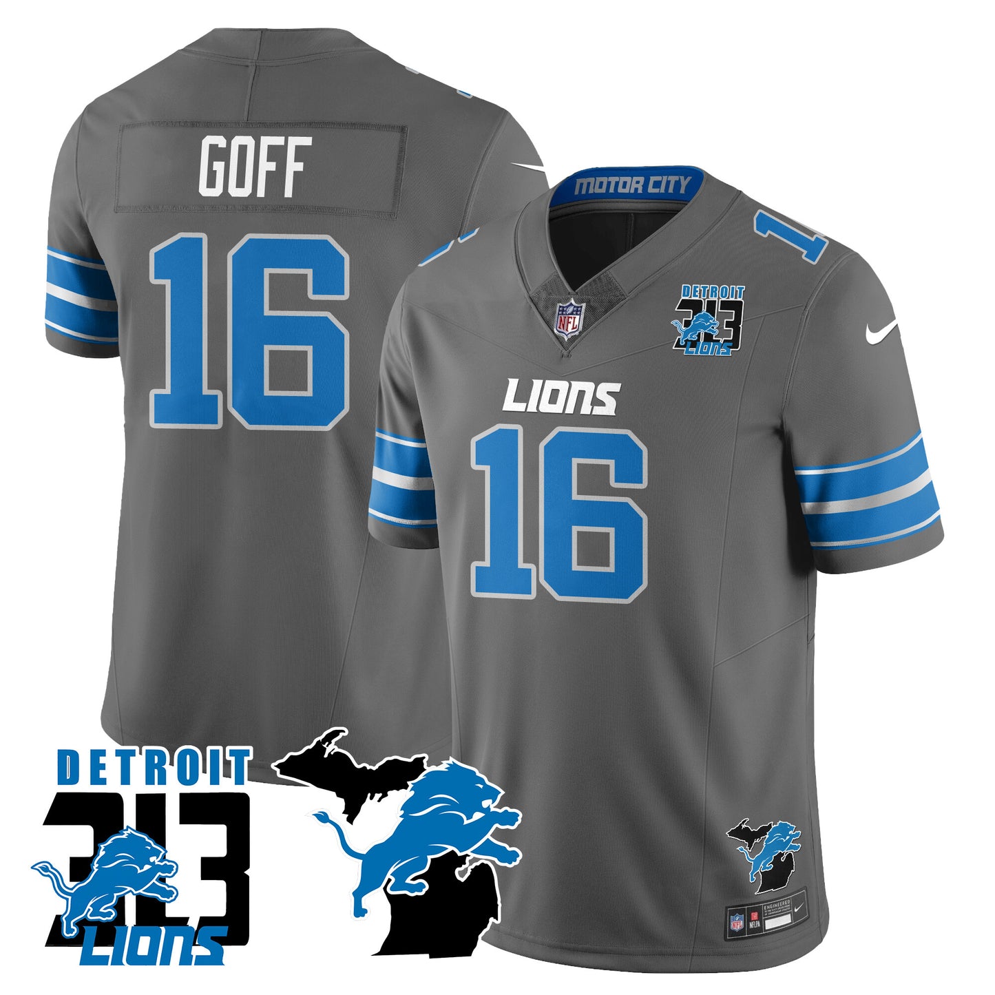 Lions 313 King Of The North Jersey - All Stitched