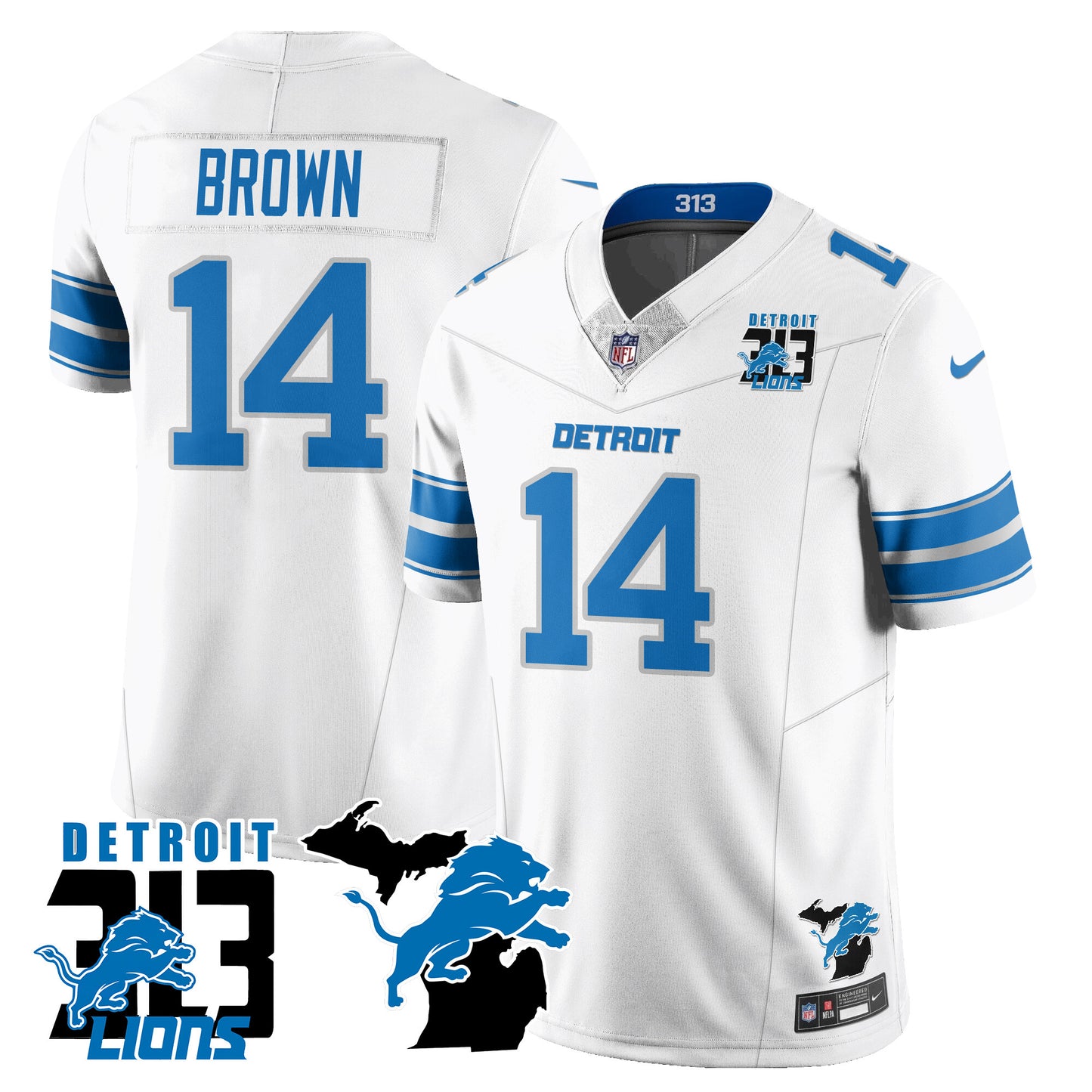 Lions 313 King Of The North Jersey - All Stitched