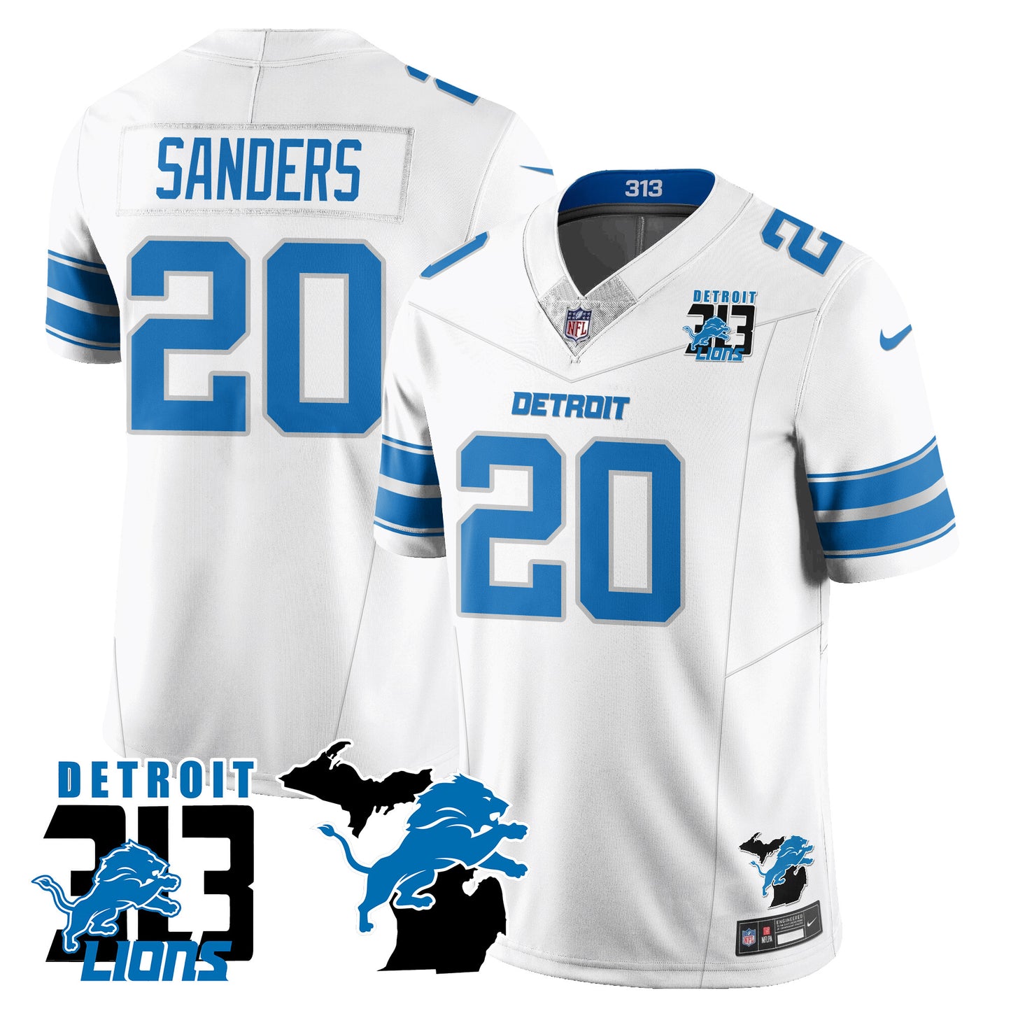 Lions 313 King Of The North Jersey - All Stitched