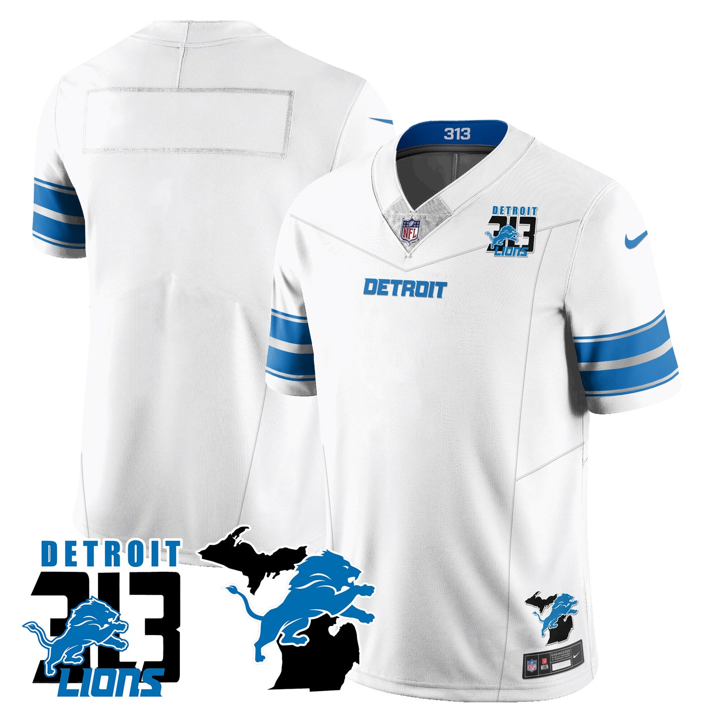 Lions 313 King Of The North Jersey - All Stitched