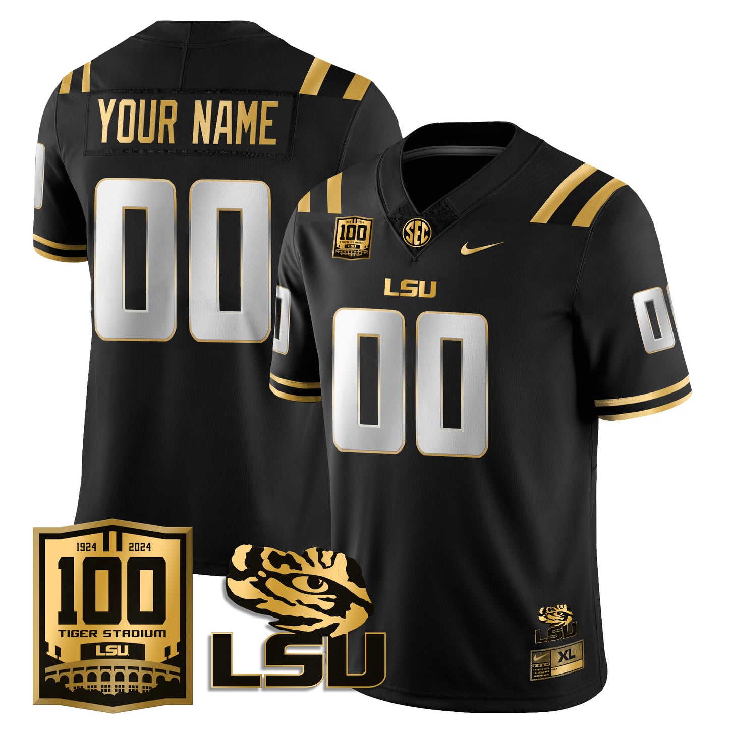 Custom LSU Football 2024 Vapor Jersey - 100th Tigers Stadium - All Stitched