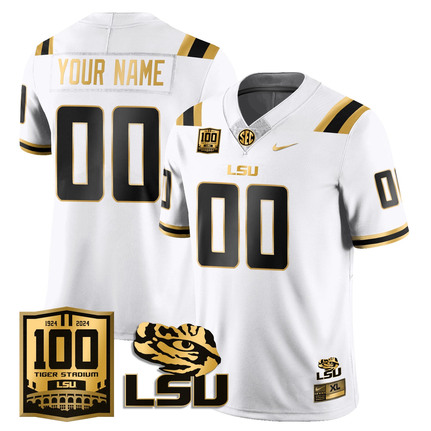 Custom LSU Football 2024 Vapor Jersey - 100th Tigers Stadium - All Stitched