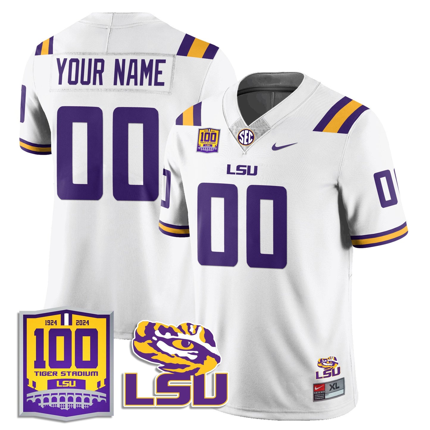 Custom LSU Football 2024 Vapor Jersey - 100th Tigers Stadium - All Stitched