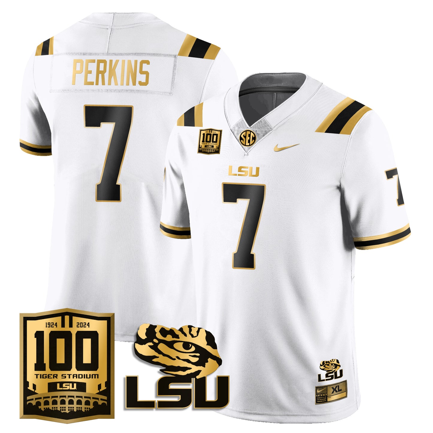 Men's LSU Football 2024 Vapor Jersey - 100th Tigers Stadium - All Stitched