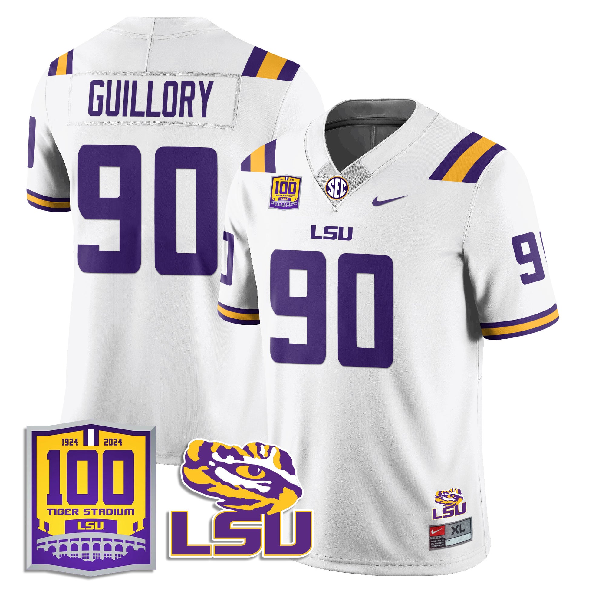 Men's LSU Football 2024 Vapor Jersey - 100th Tigers Stadium - All Stitched