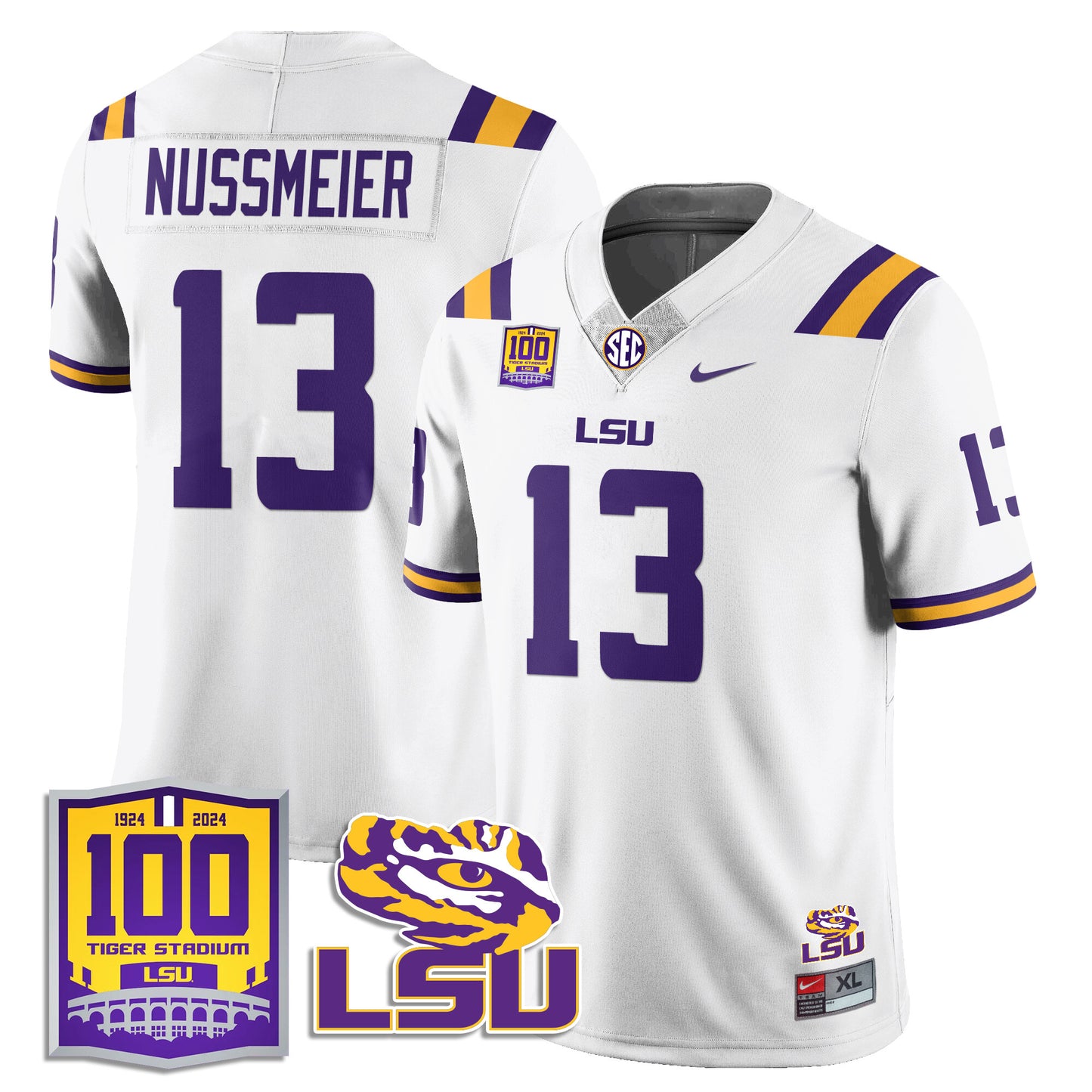 Men's LSU Football 2024 Vapor Jersey - 100th Tigers Stadium - All Stitched