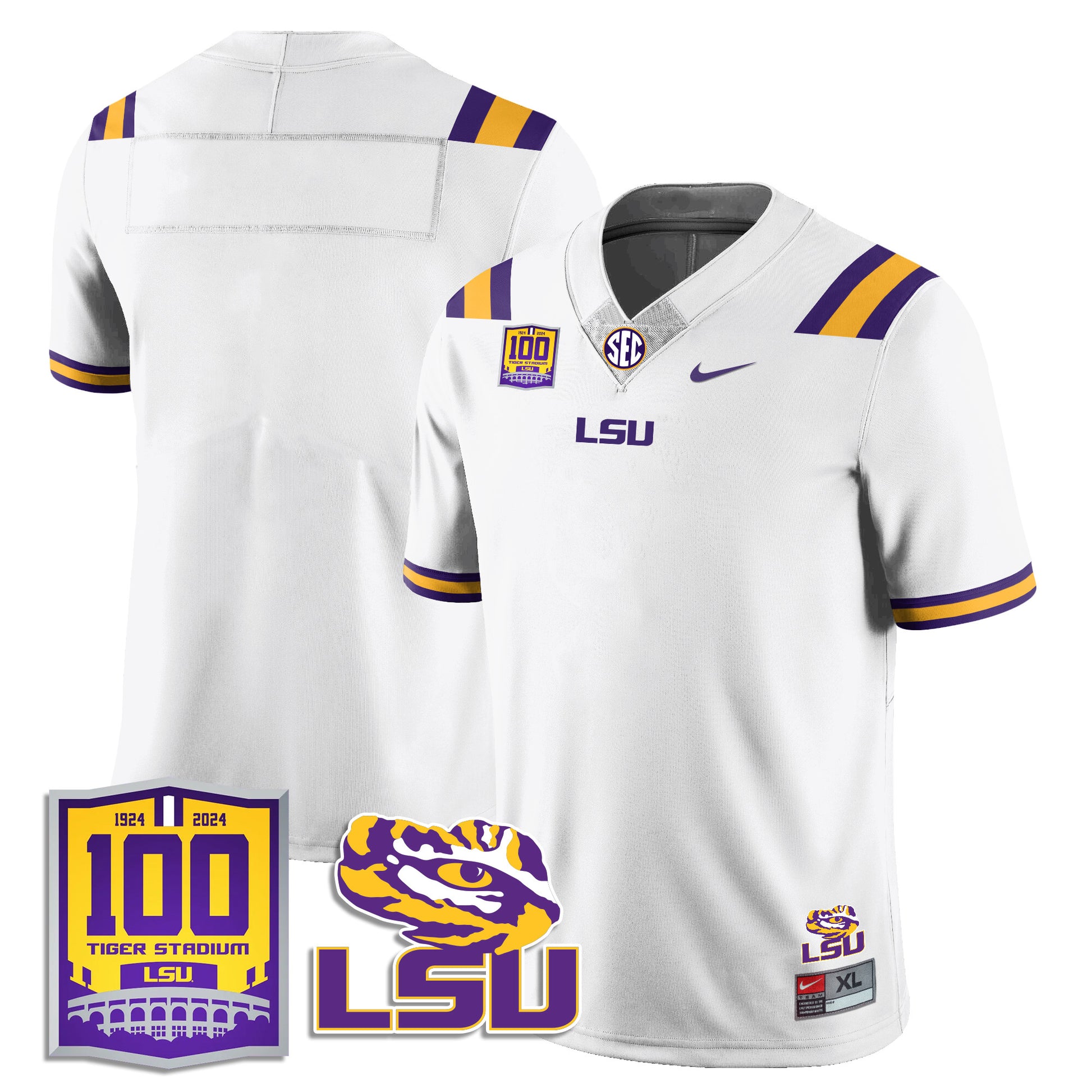 Men's LSU Football 2024 Vapor Jersey - 100th Tigers Stadium - All Stitched