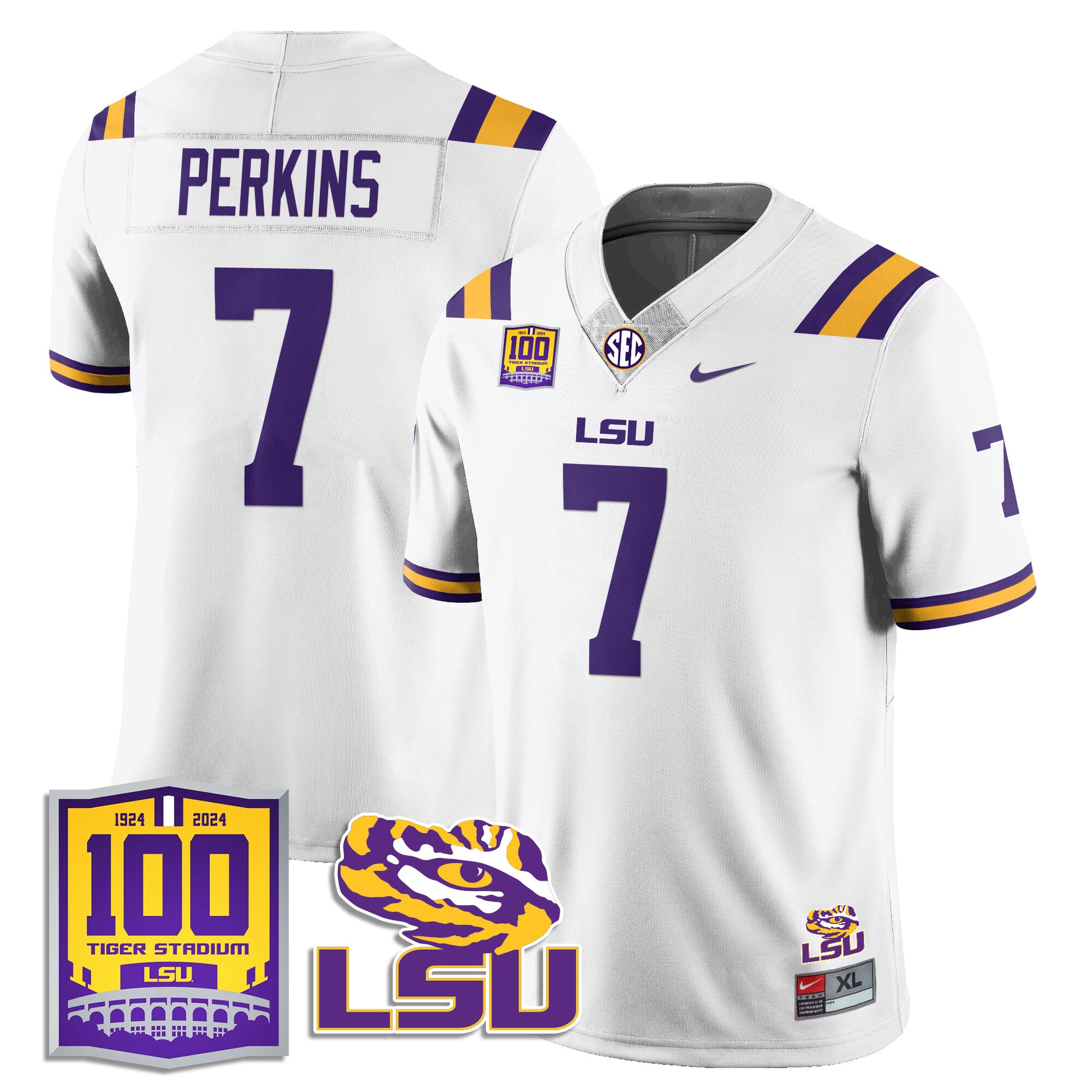 Men's LSU Football 2024 Vapor Jersey - 100th Tigers Stadium - All Stitched