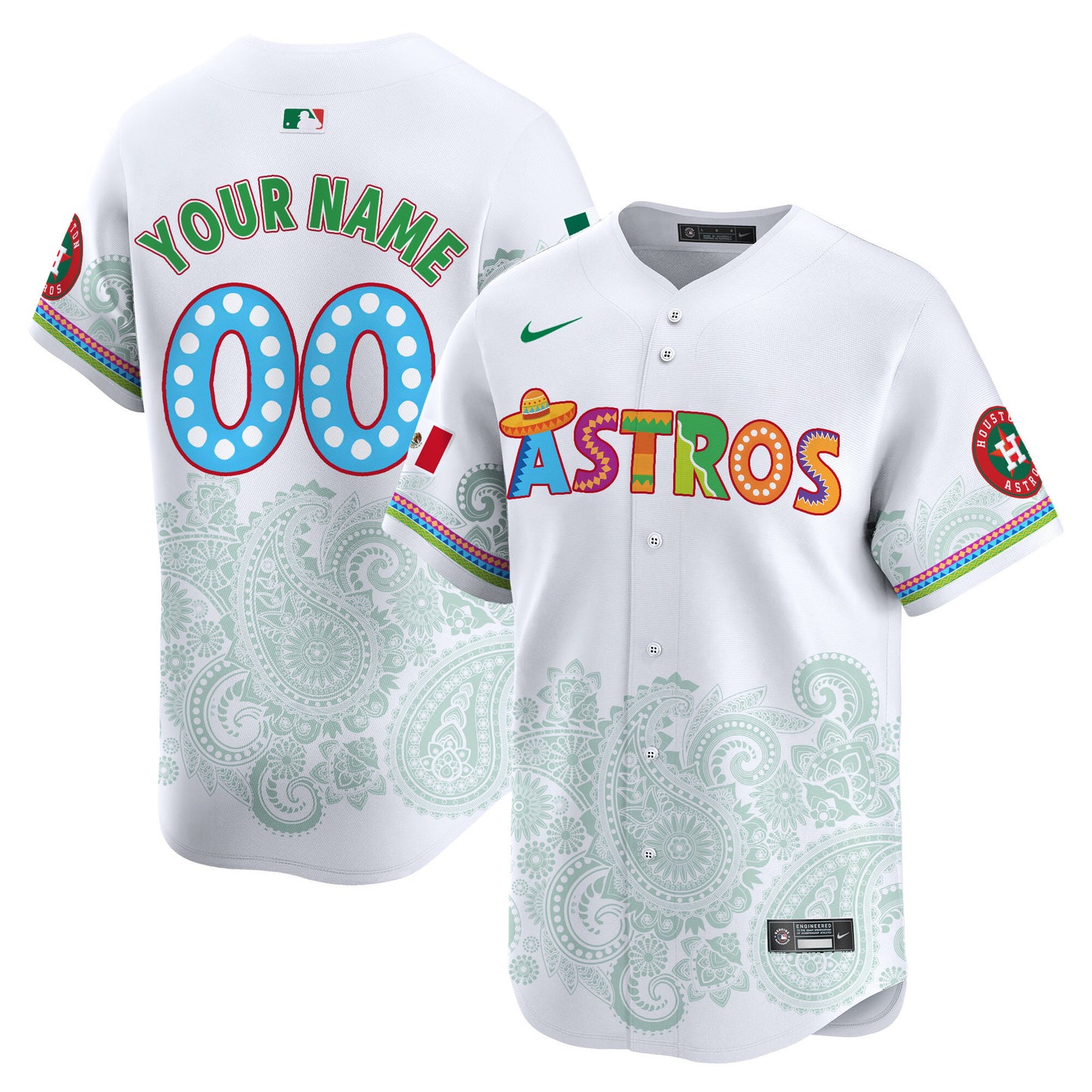 Astros Paisley Mexico Vapor Premier Limited Custom Jersey V5 - Printed